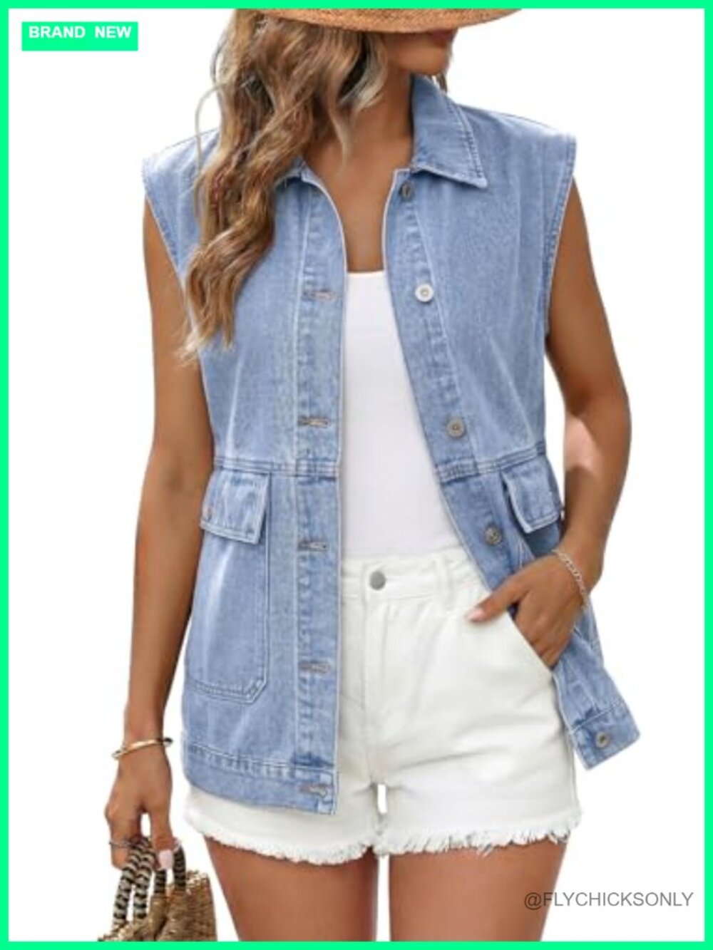 Dokotoo Denim Vest Sleeveless Jacket with Pockets